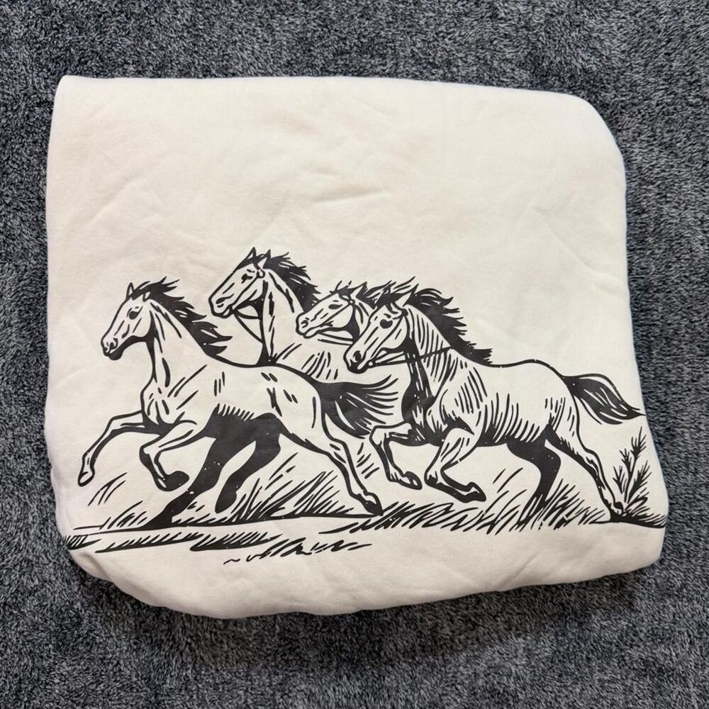 Vintage retro style Nature Horse wrap around crewneck sweatshirt size XL